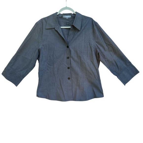 Foxcroft Gray Non-Iron Fitted Shirt - Picture 1 of 11